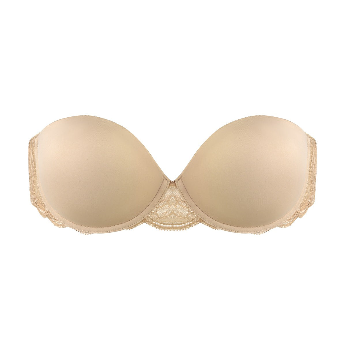 Blossom Mist Lace Trim Clear Back Strap Convertible Strapless Bra - HSIA
