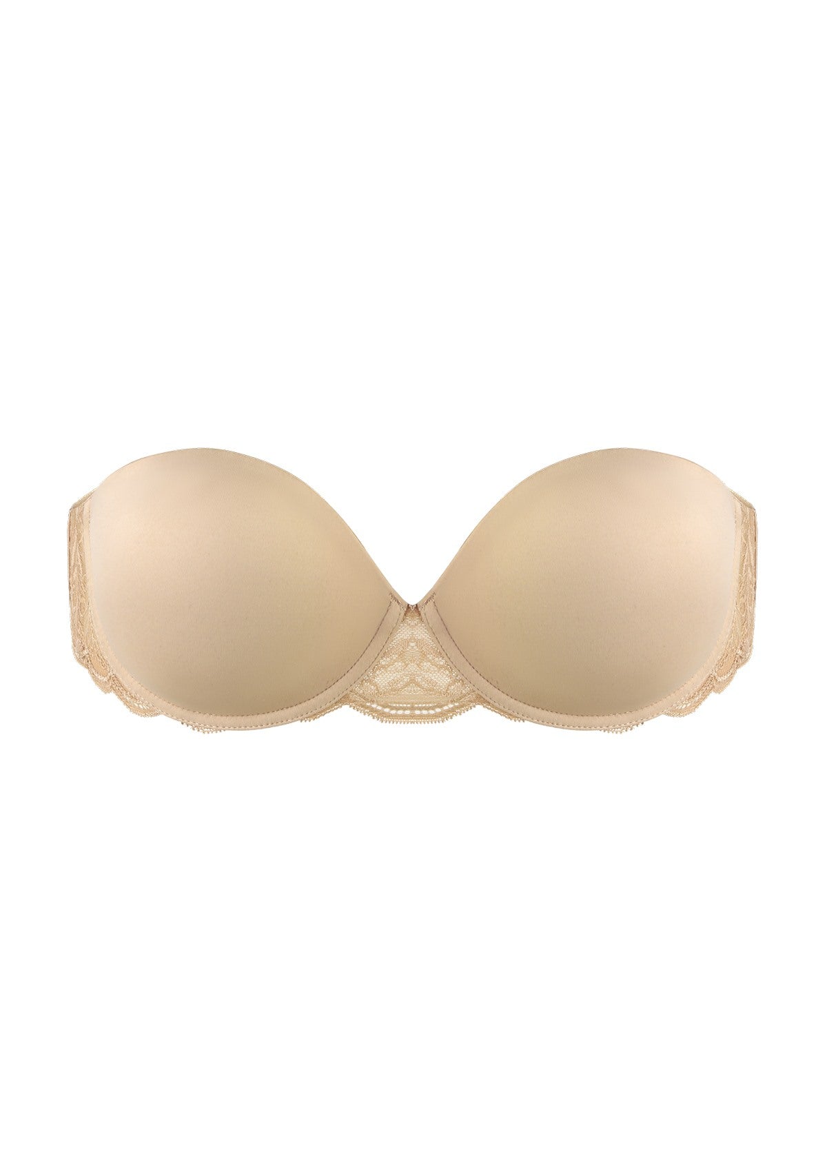 Blossom Mist Lace Trim Clear Back Strap Convertible Strapless Bra - HSIA
