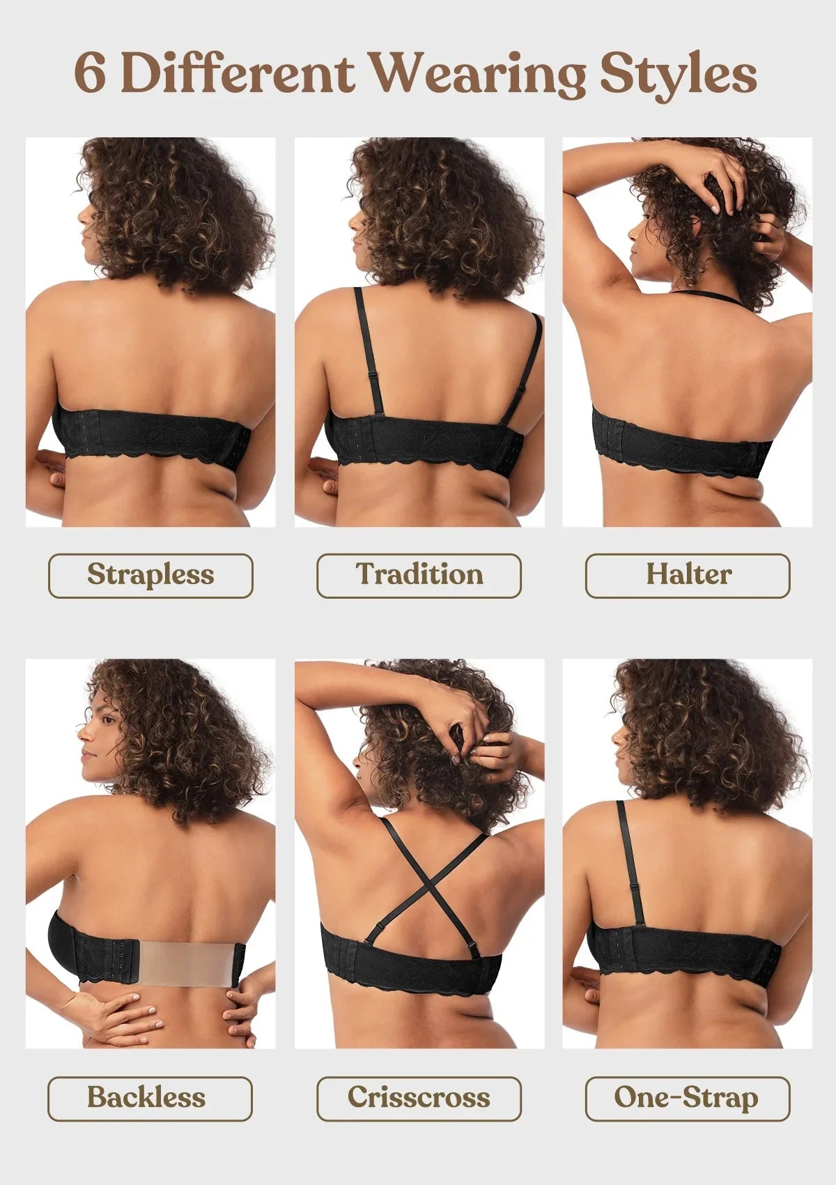 Blossom Mist Lace Trim Clear Back Strap Convertible Strapless Bra - HSIA