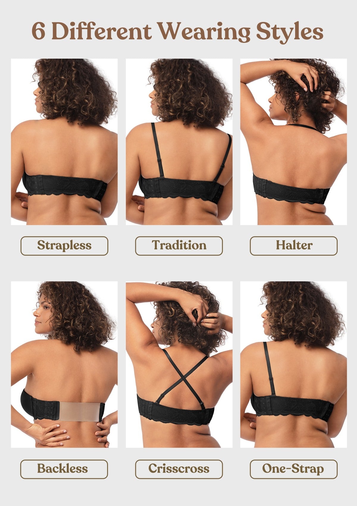 Blossom Mist Lace Trim Clear Back Strap Convertible Strapless Bra - HSIA