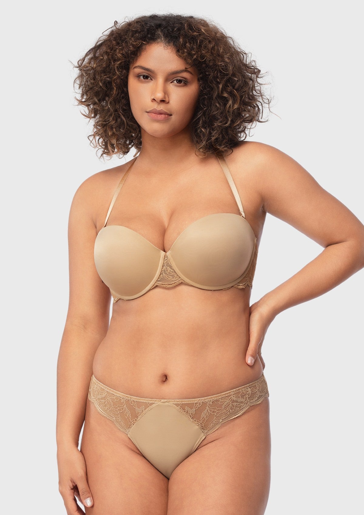 Blossom Mist Lace Trim Clear Back Strap Convertible Strapless Bra - HSIA