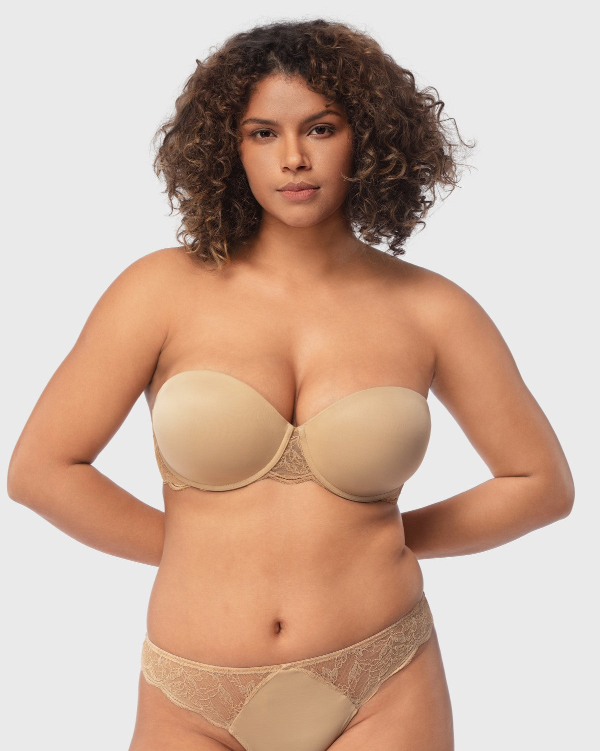 Blossom Mist Lace Trim Clear Back Strap Convertible Strapless Bra - HSIA