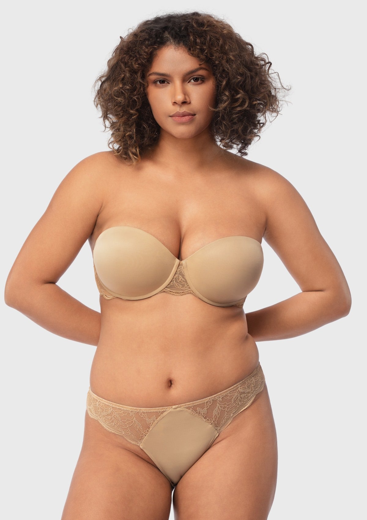 Blossom Mist Lace Trim Clear Back Strap Convertible Strapless Bra - HSIA