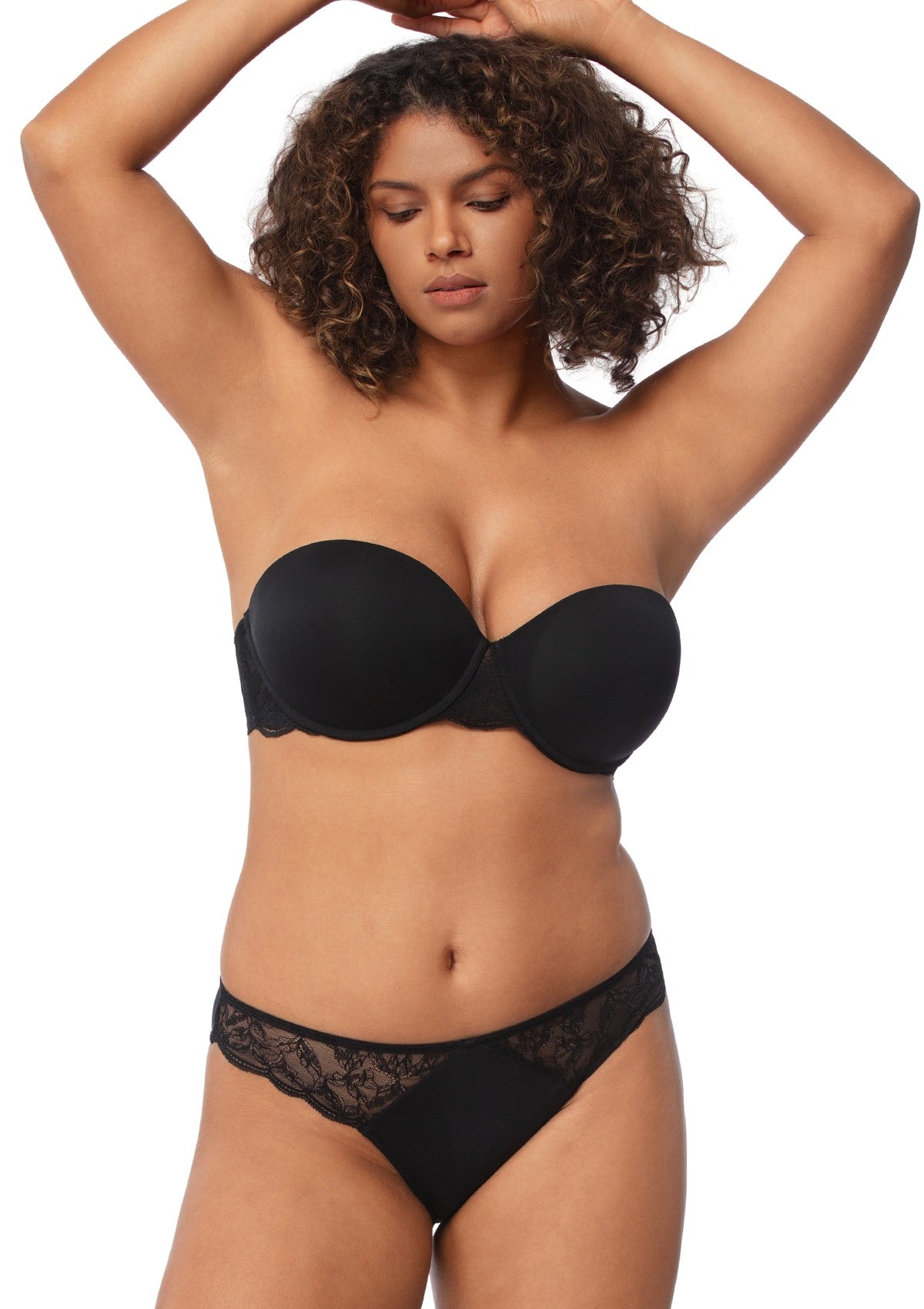 Blossom Mist Lace Trim Clear Back Strap Convertible Strapless Bra - HSIA