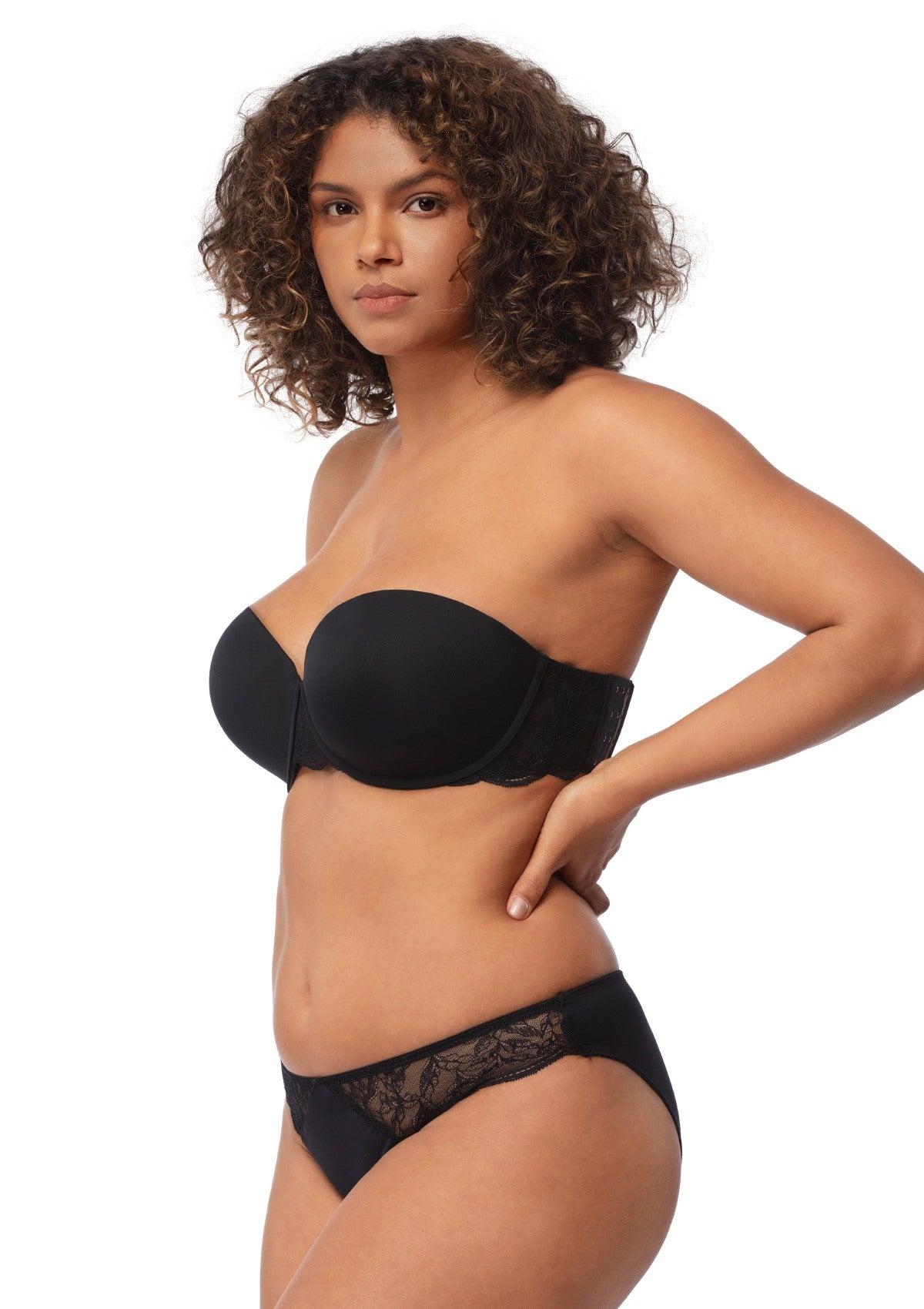 Blossom Mist Lace Trim Clear Back Strap Convertible Strapless Bra - HSIA