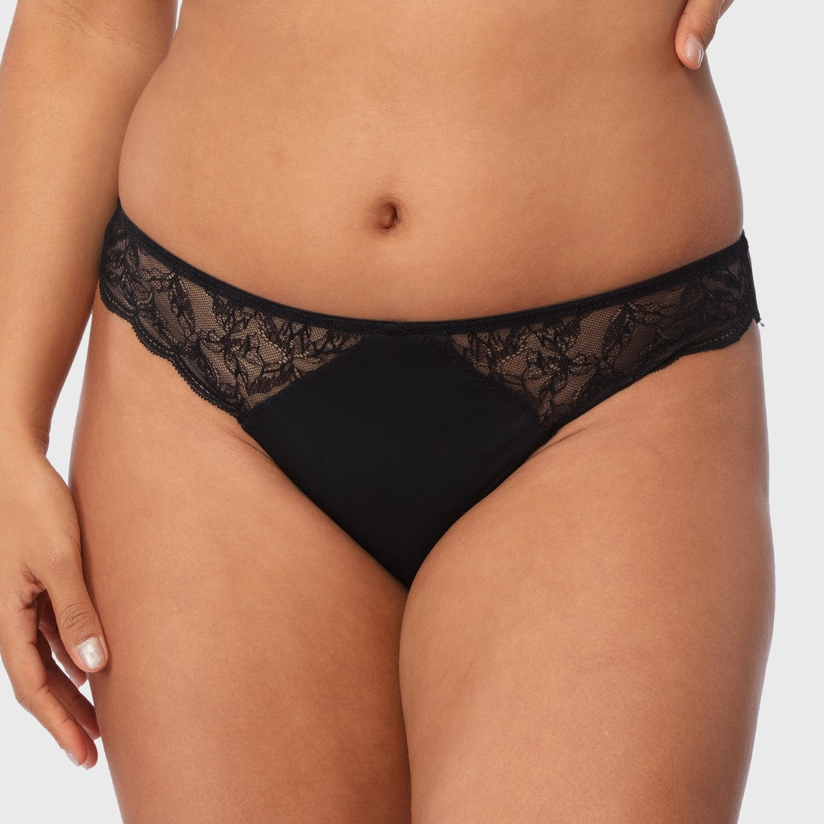 Blossom Mist Soft Lace Trim High-Rise Bikini Underwear - HSIA