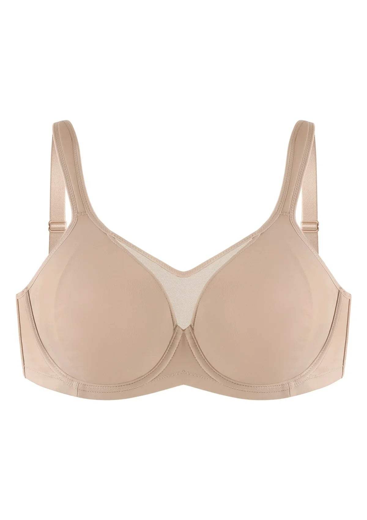 (Cardi B recommends)CoolComfort Natural Nude Smoothing Unlined Underwire Minimizer Bra - HSIA
