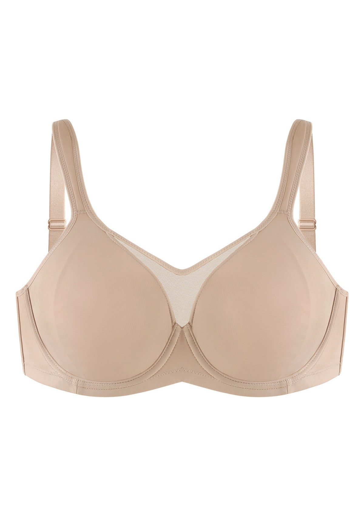 (Cardi B recommends)CoolComfort Natural Nude Smoothing Unlined Underwire Minimizer Bra - HSIA