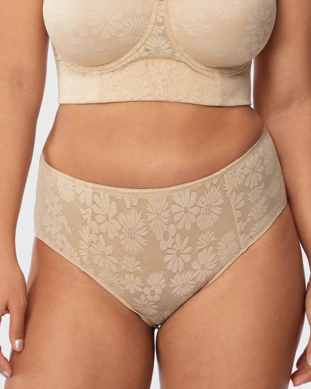 Daisy High-Rise Soft Comfort Natural Nude Lace Brief Underwear - HSIA