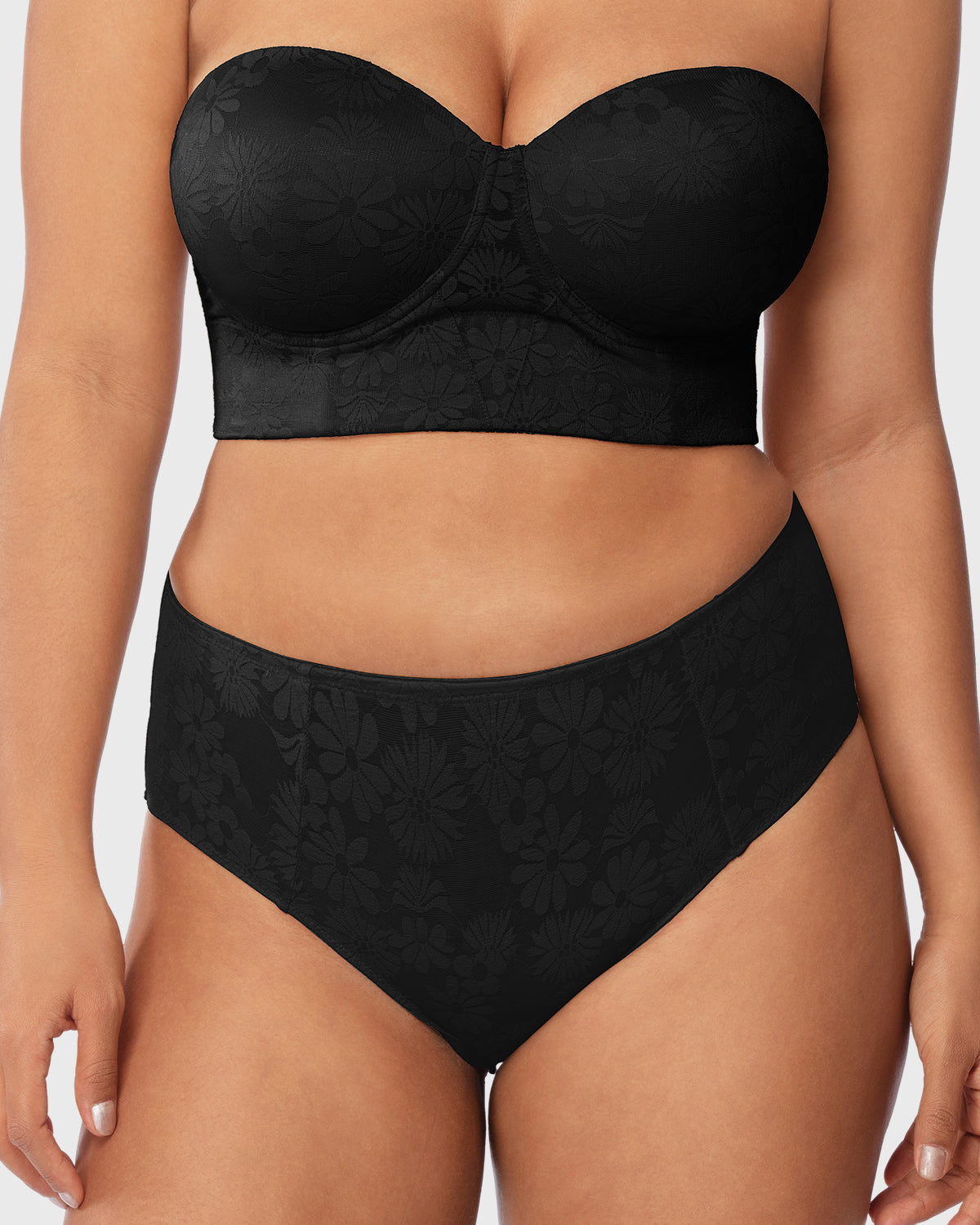 Daisy High-Rise Soft Comfort Black Lace Brief Underwear - HSIA