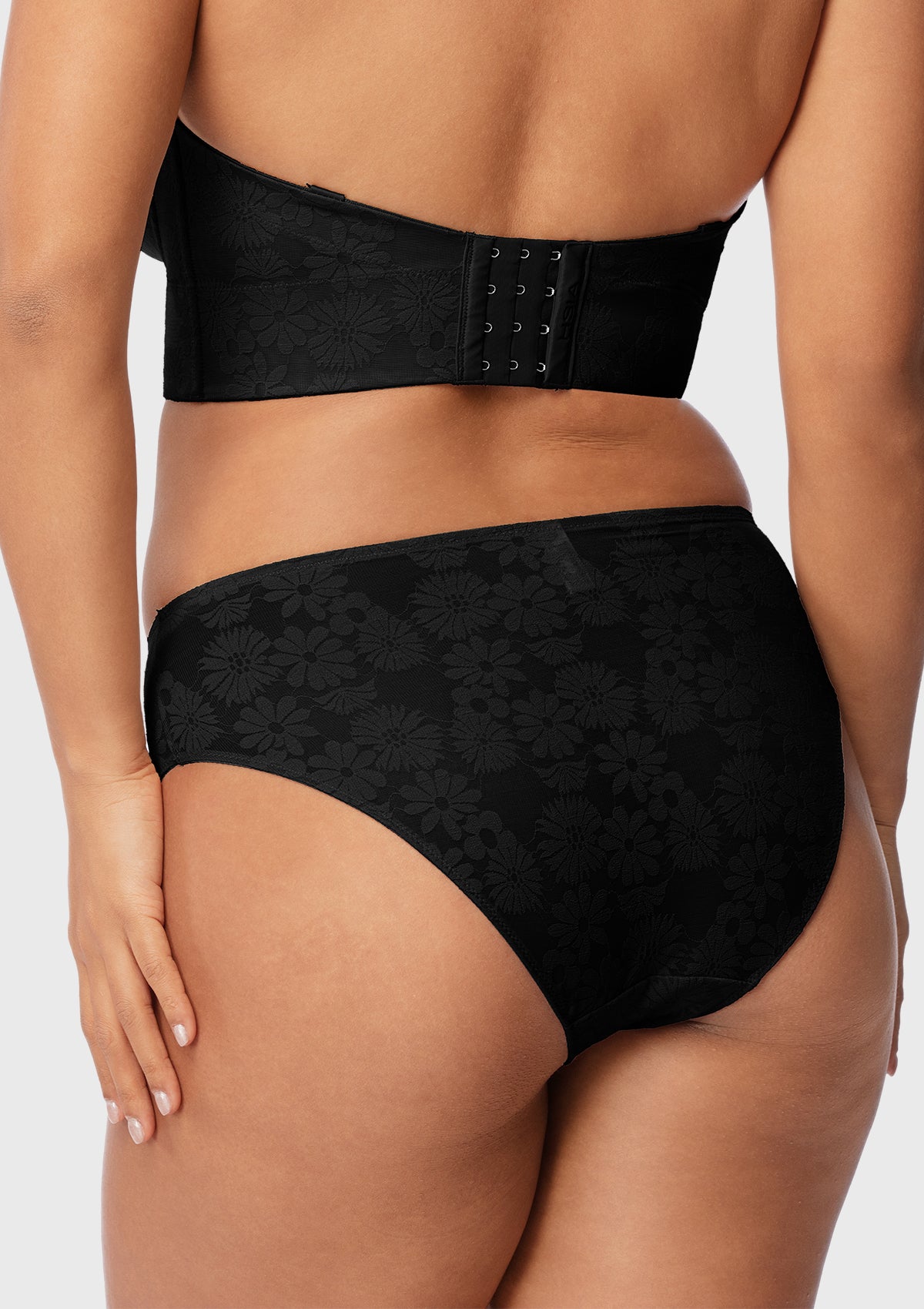 Daisy High-Rise Soft Comfort Black Lace Brief Underwear - HSIA