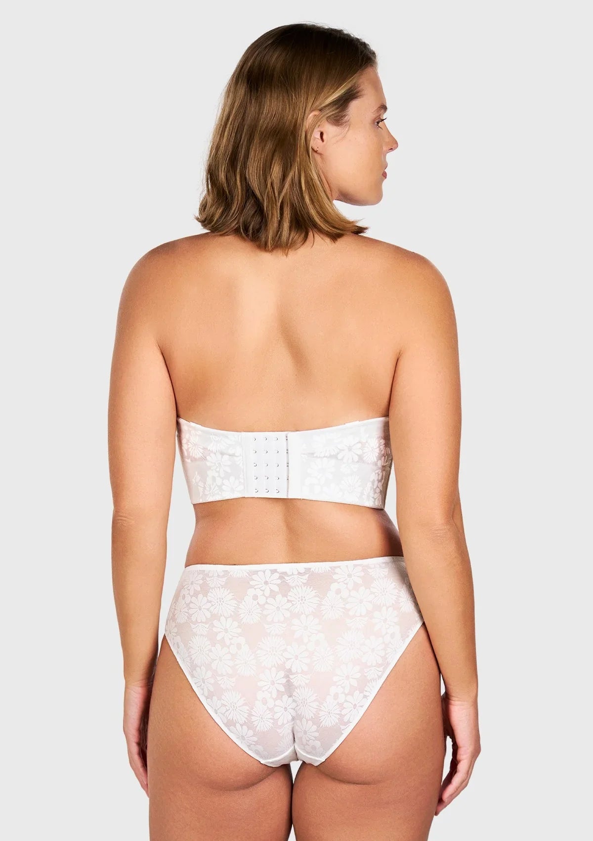Daisy Smooth Lace Lightly Padded Longline Underwire Strapless Balconette Bra - HSIA