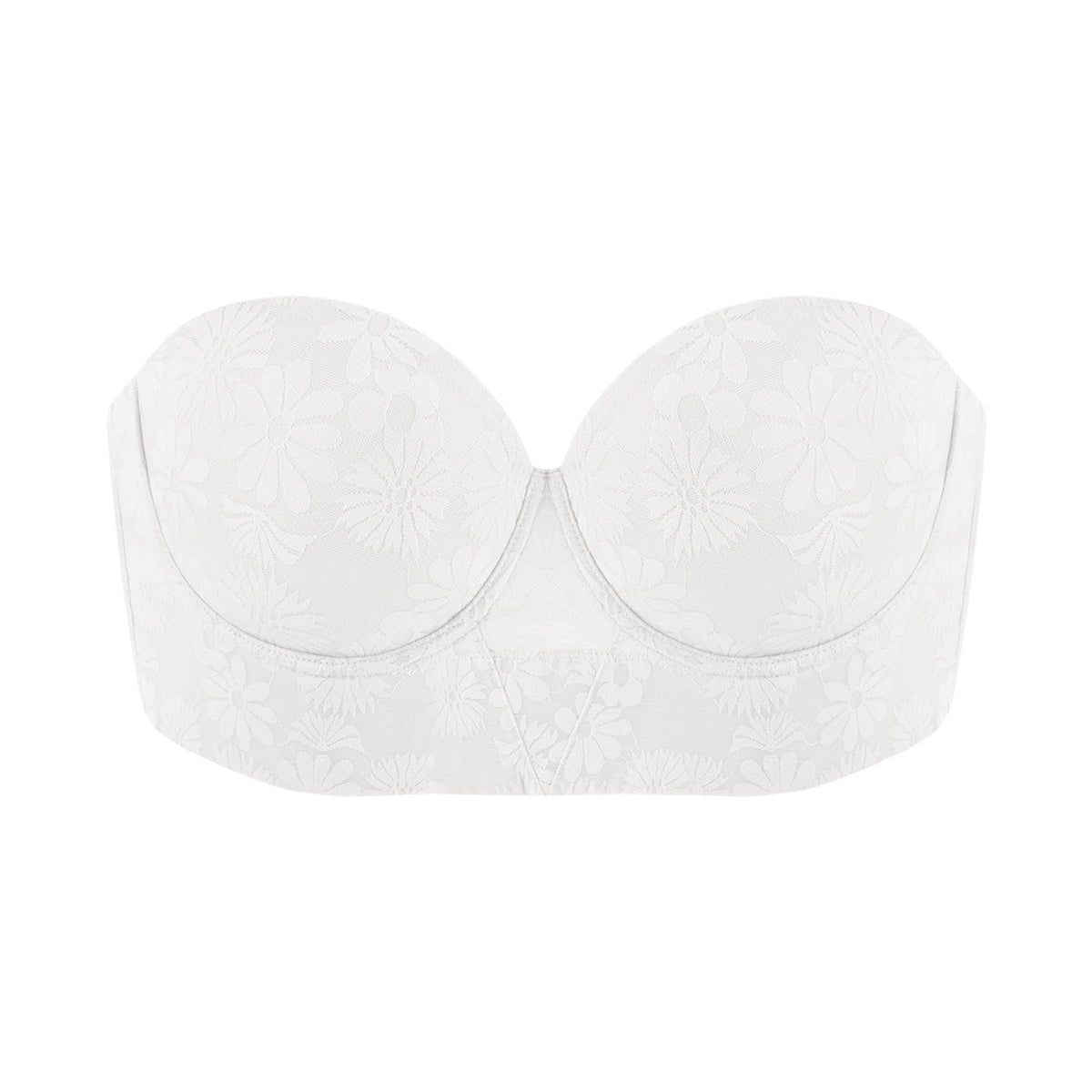 Daisy Smooth Lace Lightly Padded Longline Underwire Strapless Balconette Bra - HSIA