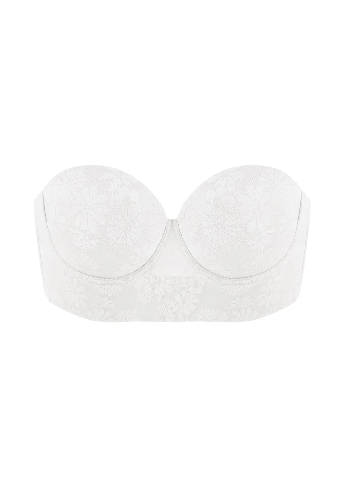 Daisy Smooth Lace Lightly Padded Longline Underwire Strapless Balconette Bra - HSIA