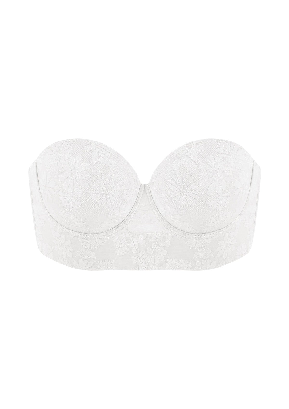 Daisy Smooth Lace Lightly Padded Longline Underwire Strapless Balconette Bra - HSIA