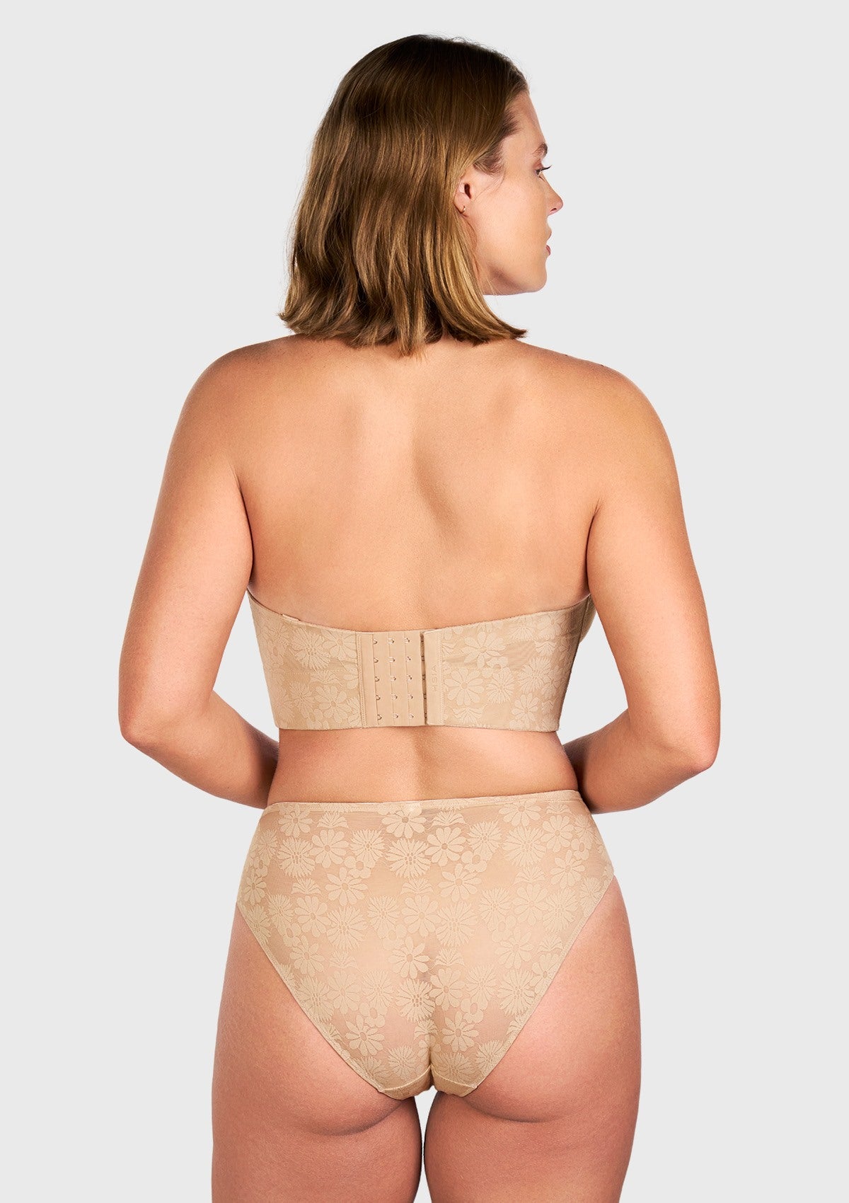 Daisy Smooth Lace Lightly Padded Longline Underwire Strapless Balconette Bra - HSIA