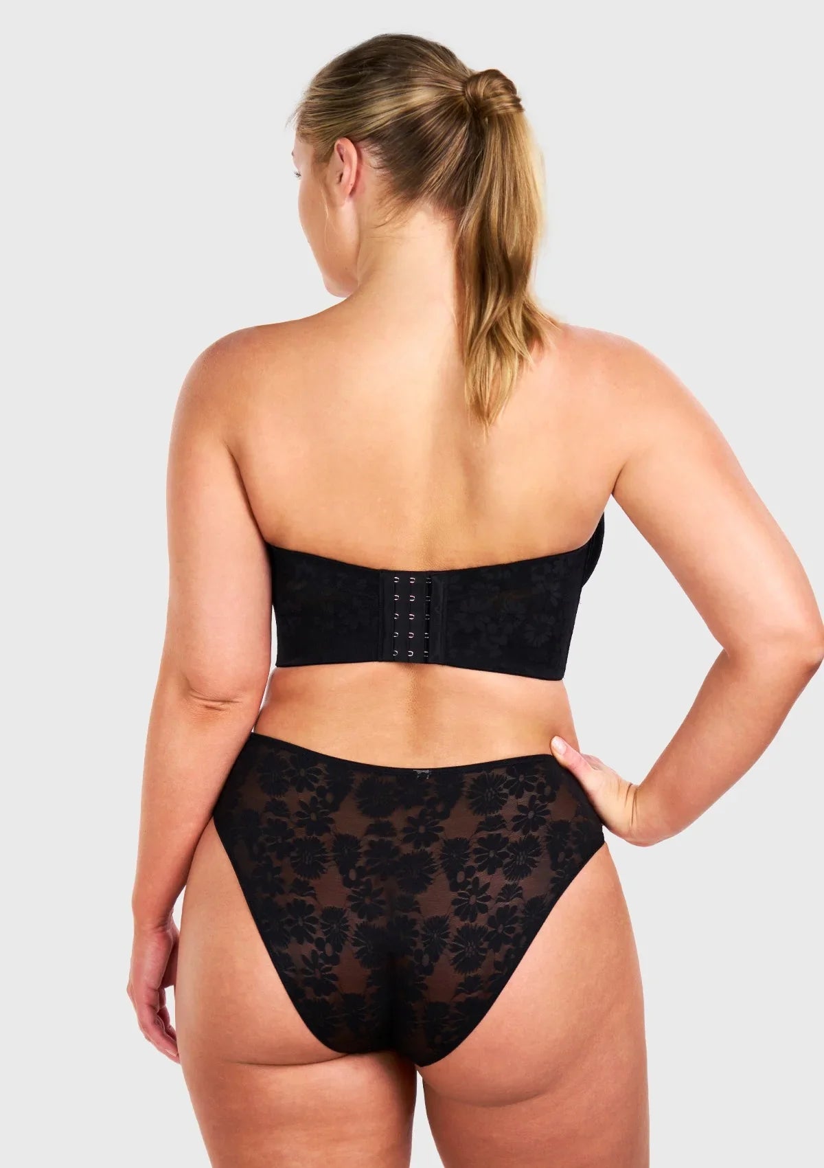 Daisy Smooth Lace Lightly Padded Longline Underwire Strapless Balconette Bra - HSIA