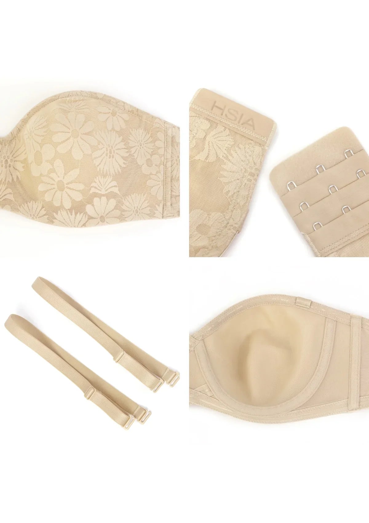 Daisy Lace Non-padded Strapless Minimizer Underwire Bra - HSIA