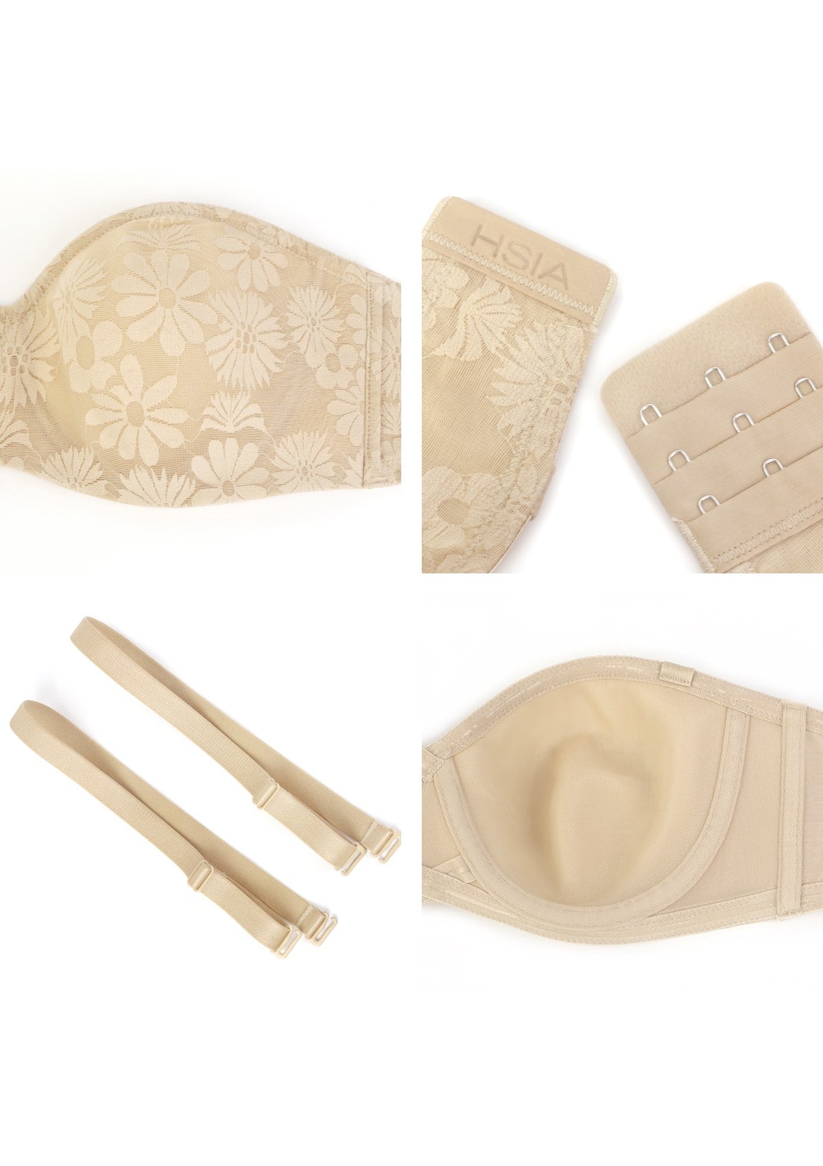 Daisy Lace Non-padded Strapless Minimizer Underwire Bra - HSIA