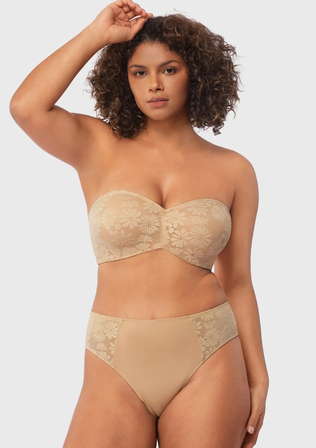 Daisy Lace Non-padded Strapless Minimizer Underwire Bra - HSIA