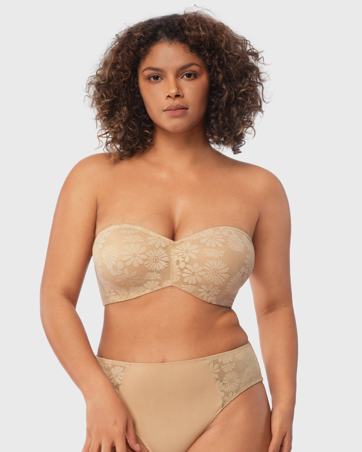 Daisy Lace Non-padded Strapless Minimizer Underwire Bra - HSIA