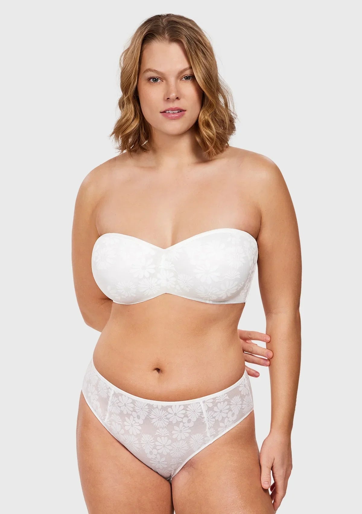 Daisy Lace Non-padded Strapless Minimizer Underwire Bra - HSIA