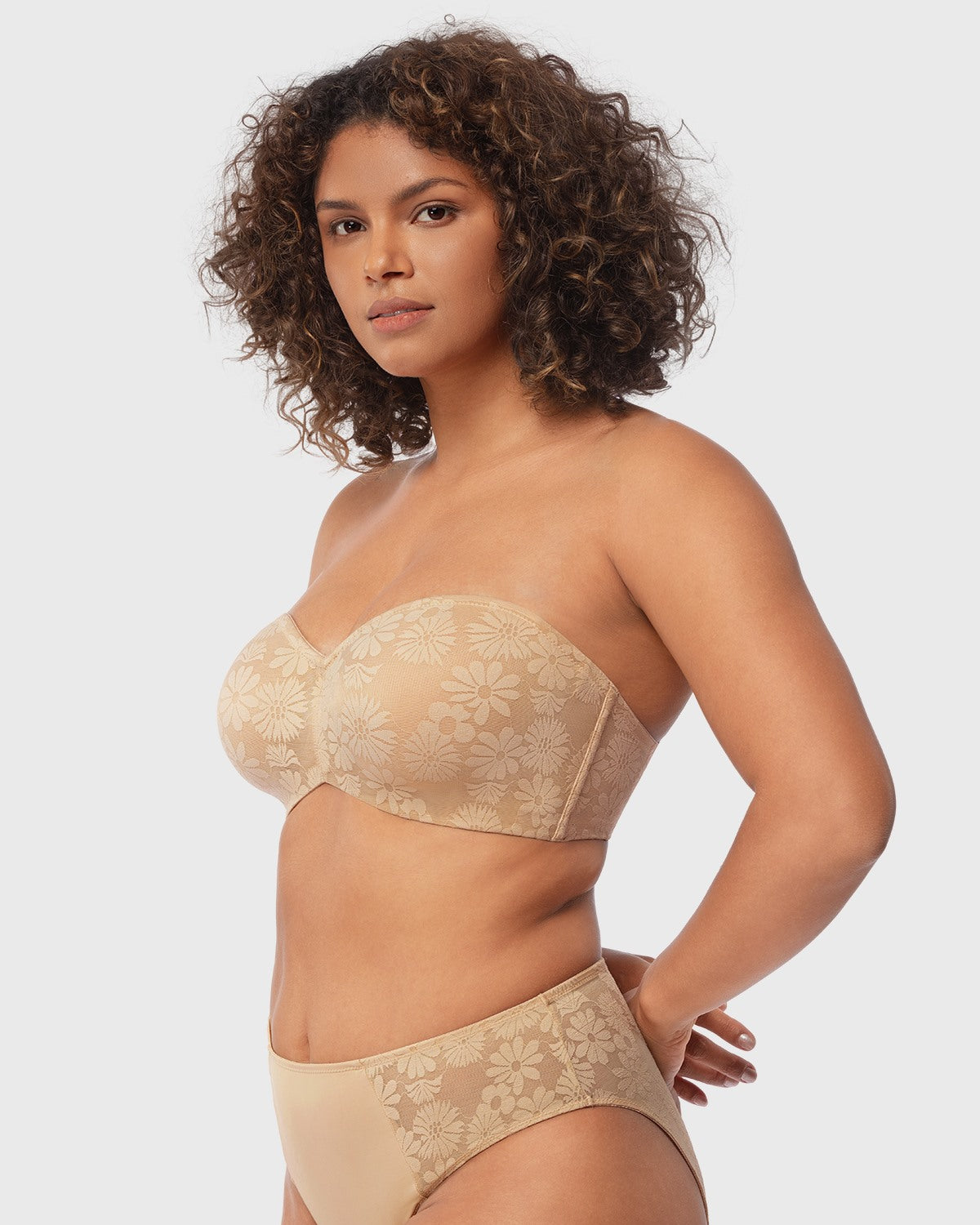 Daisy Lace Non-padded Strapless Minimizer Underwire Bra - HSIA