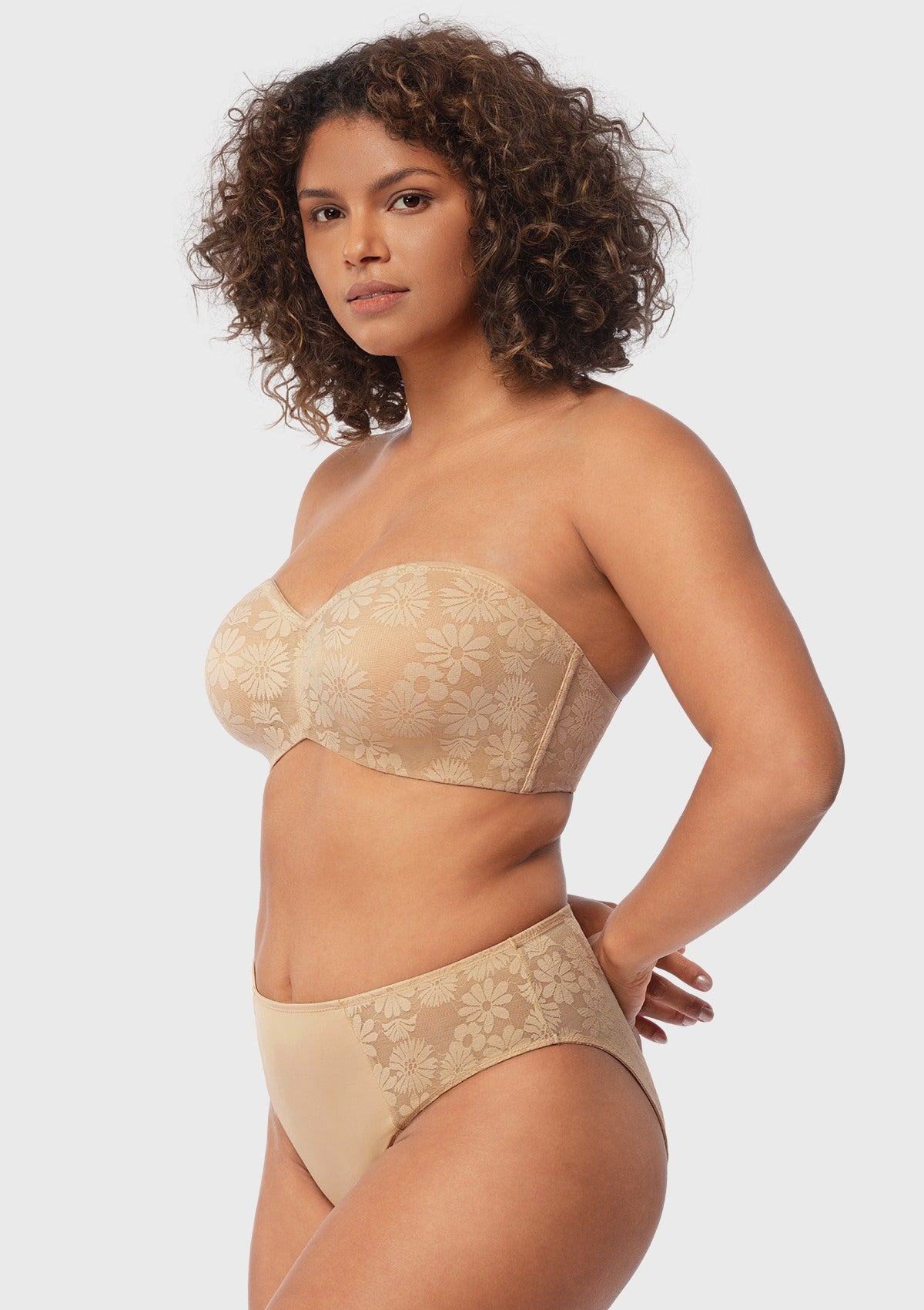 Daisy Lace Non-padded Strapless Minimizer Underwire Bra - HSIA