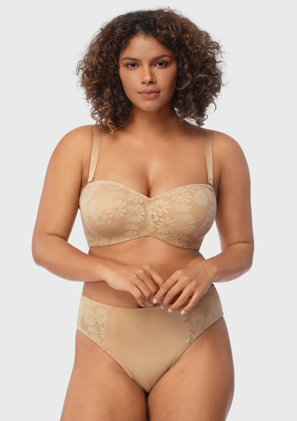Daisy Lace Non-padded Strapless Minimizer Underwire Bra - HSIA