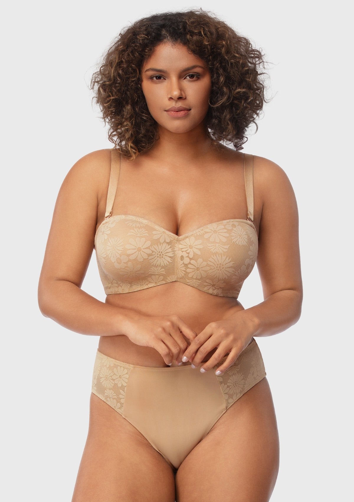 Daisy Lace Non-padded Strapless Minimizer Underwire Bra - HSIA