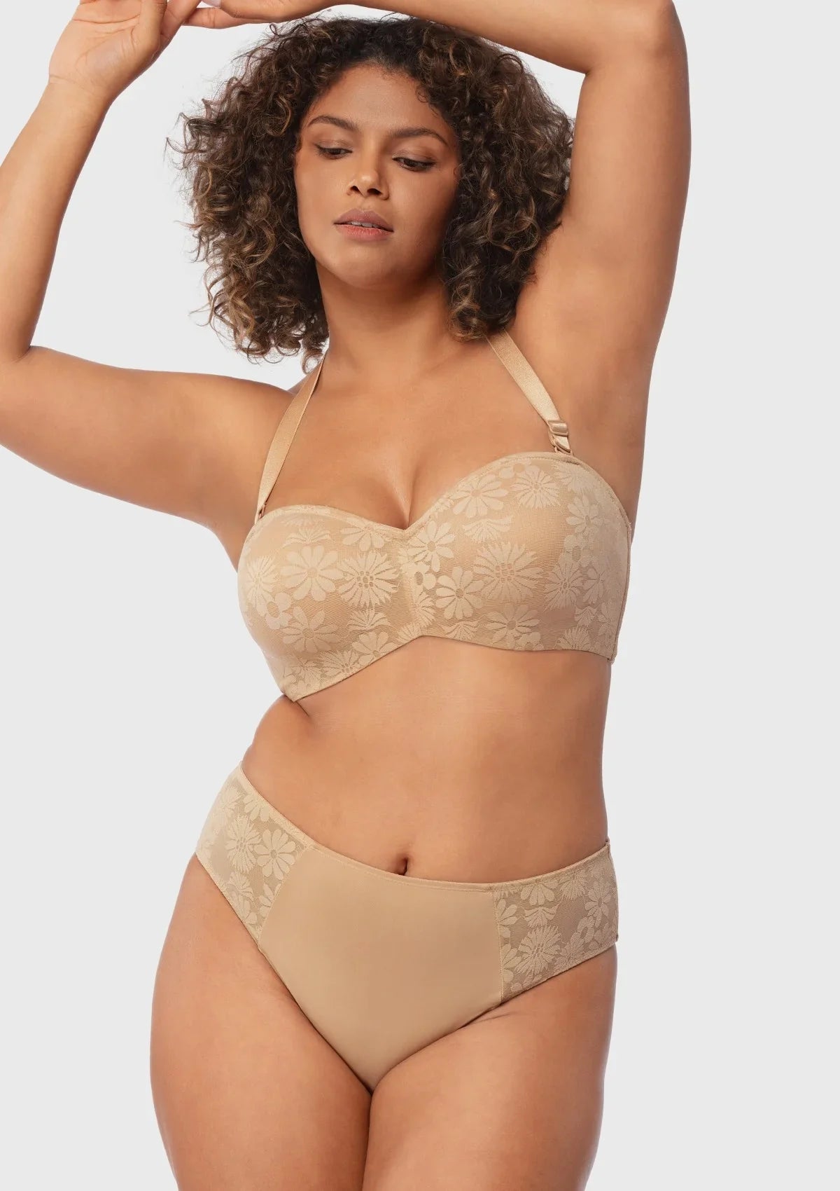 Daisy Lace Non-padded Strapless Minimizer Underwire Bra - HSIA