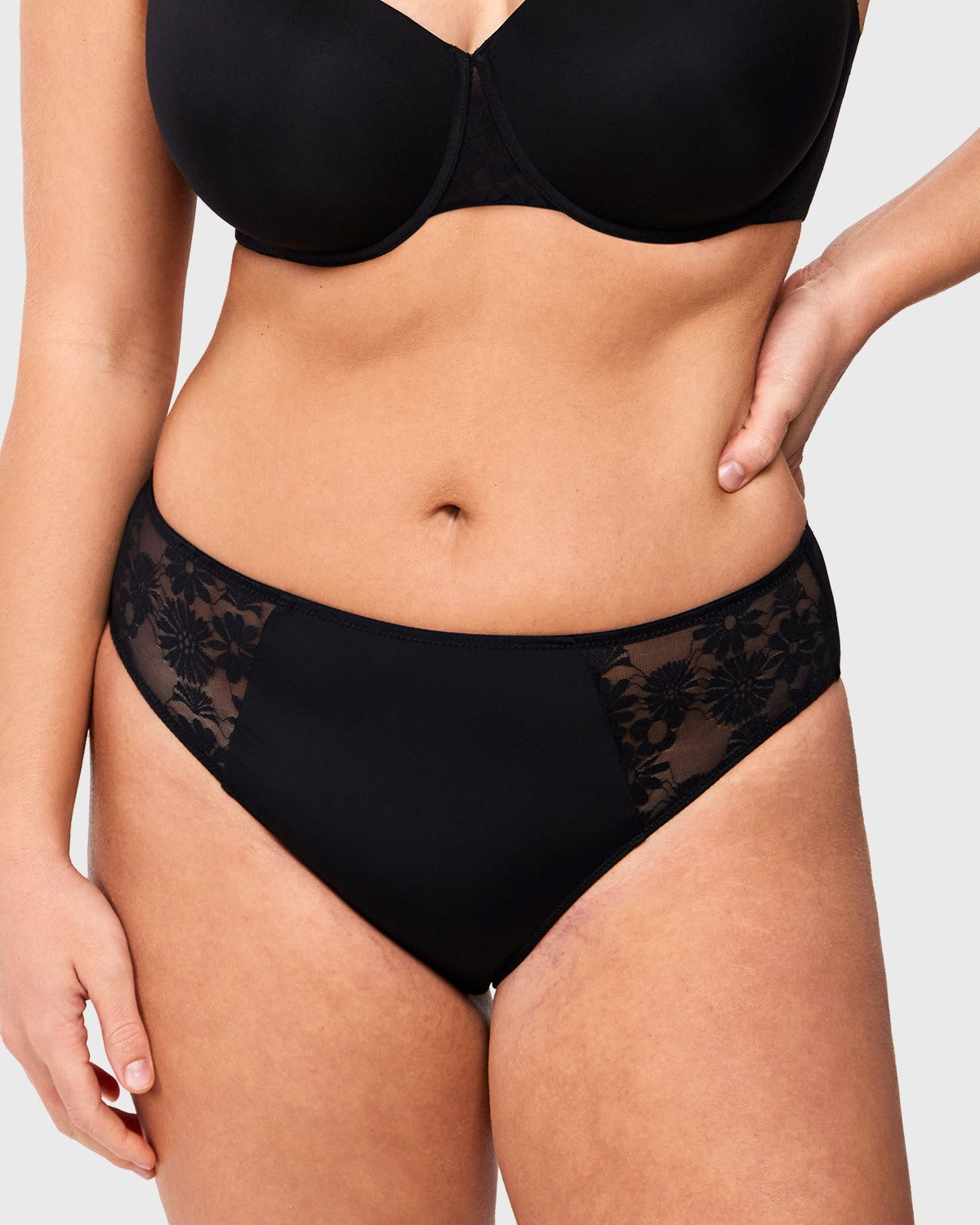 Daisy Smooth Lace High-Rise Rosy Blush Mesh Lace Back Brief Underwear - HSIA