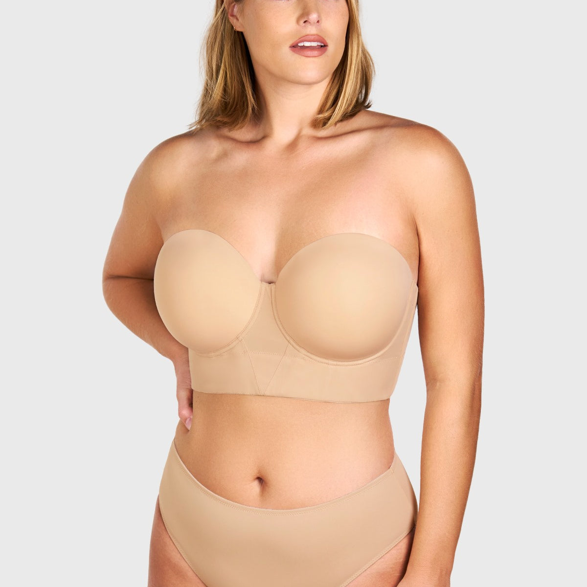 Daisy Smooth Lace Lightly Padded Longline Underwire Strapless Balconette Bra - HSIA