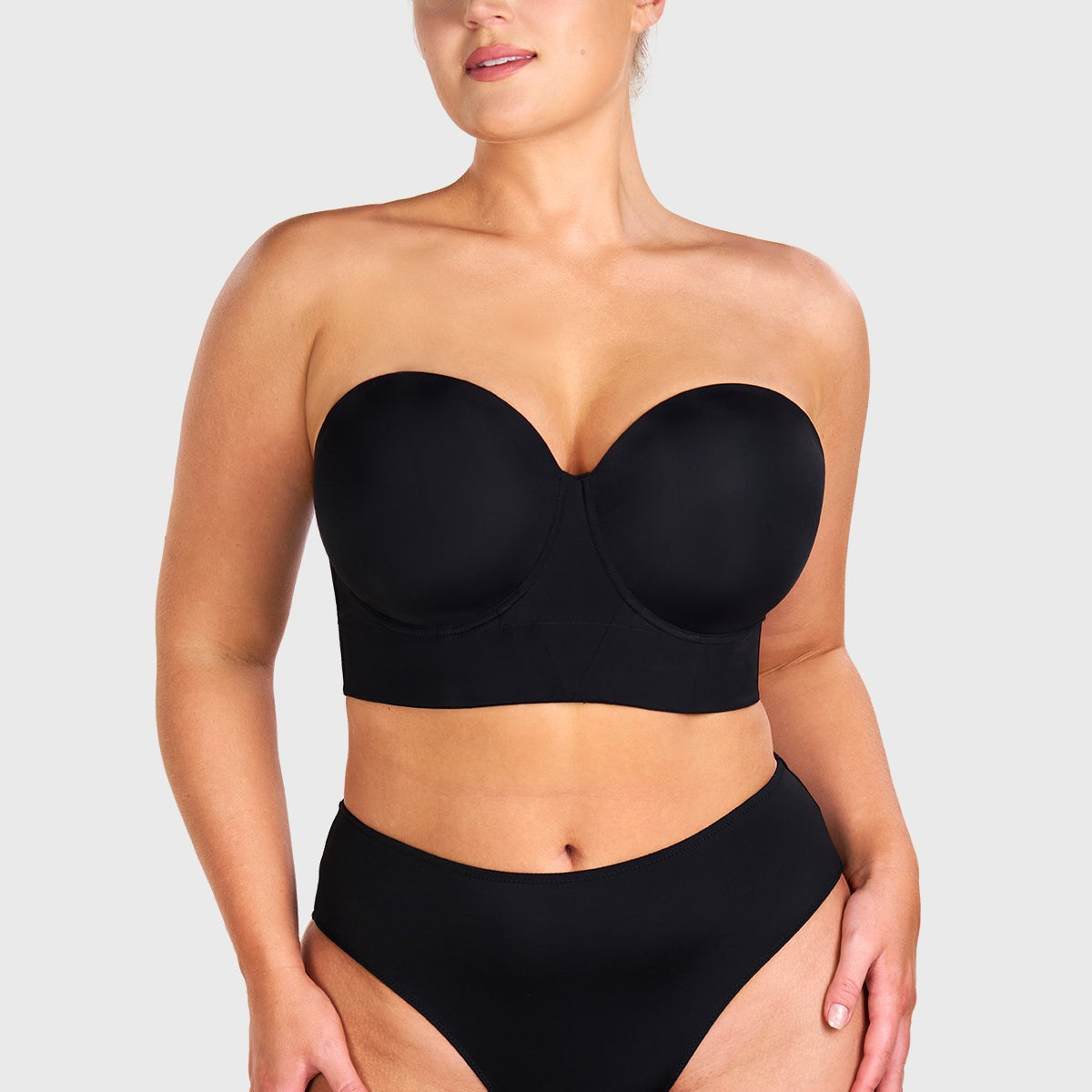 Daisy Smooth Lace Lightly Padded Longline Underwire Strapless Balconette Bra - HSIA