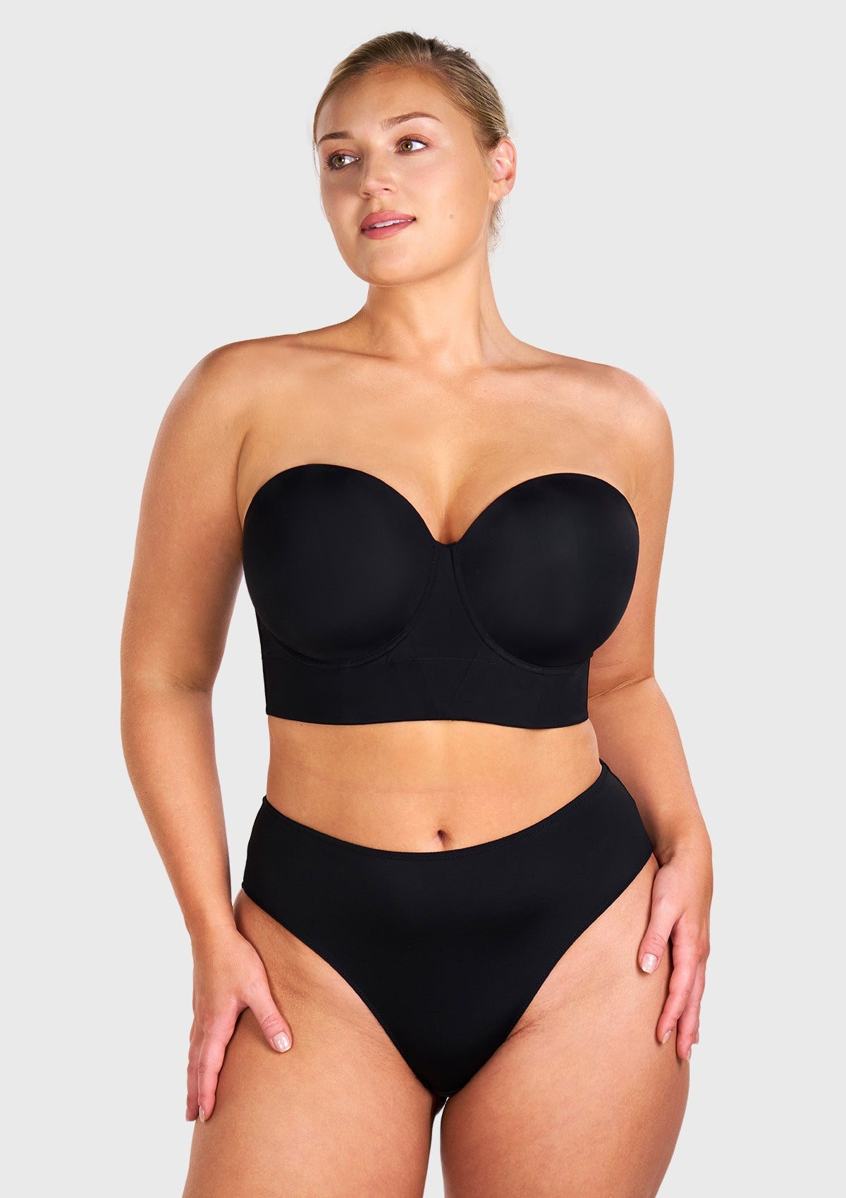 Daisy Smooth Lace Lightly Padded Longline Underwire Strapless Balconette Bra - HSIA