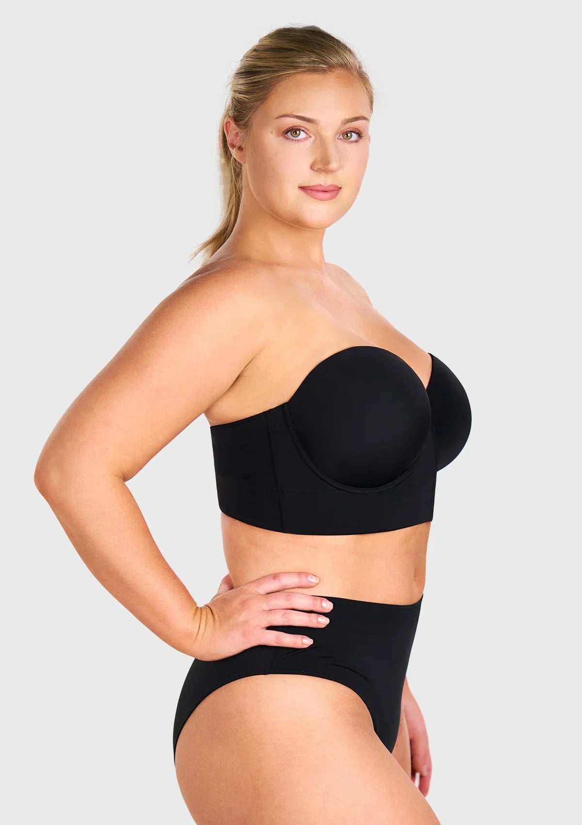 Daisy Smooth Lace Lightly Padded Longline Underwire Strapless Balconette Bra - HSIA