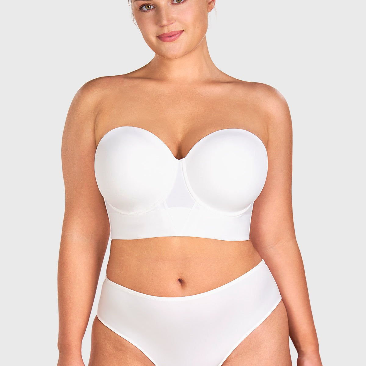 Daisy Smooth Lace Lightly Padded Longline Underwire Strapless Balconette Bra - HSIA