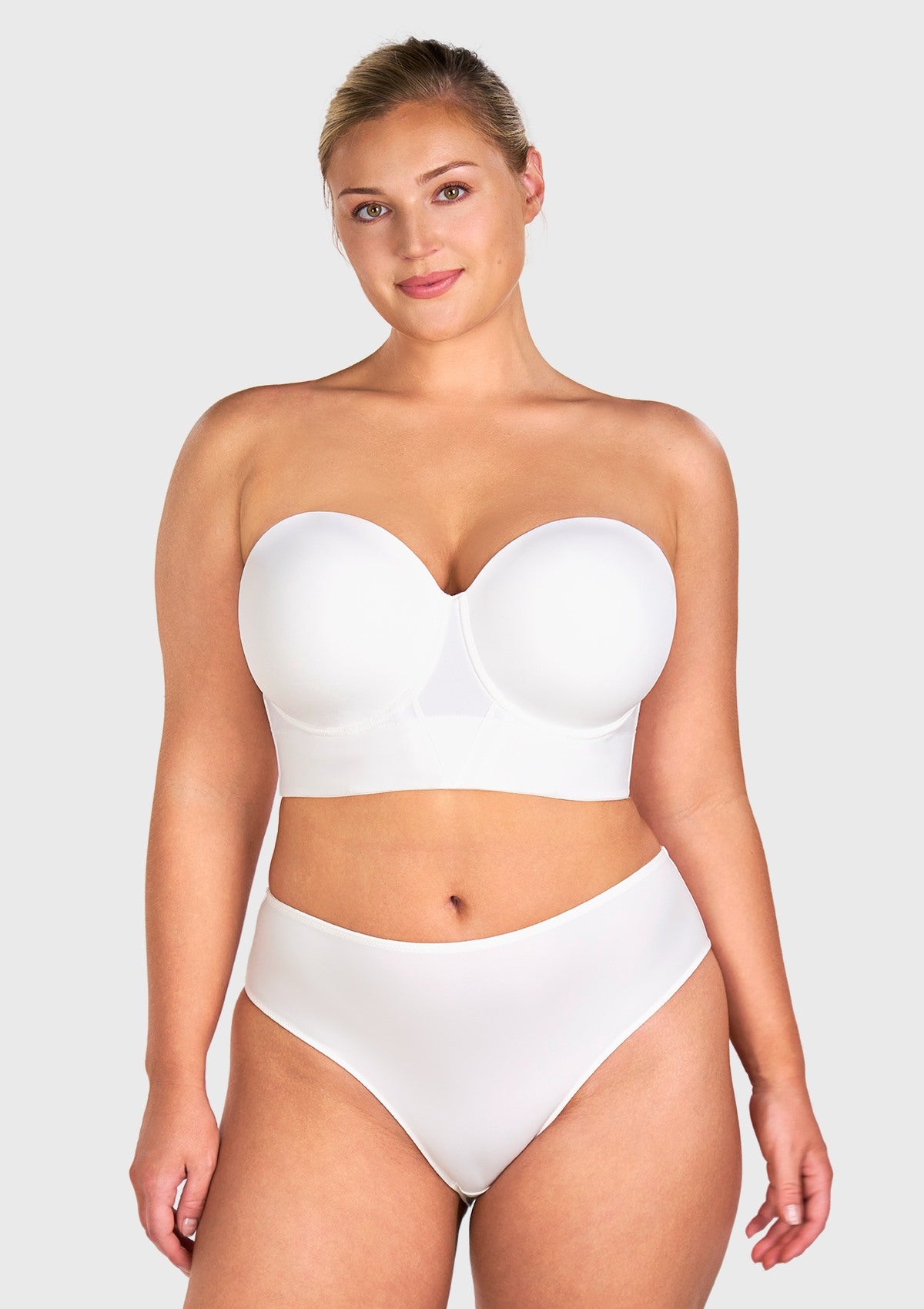 Daisy Smooth Lace Lightly Padded Longline Underwire Strapless Balconette Bra - HSIA