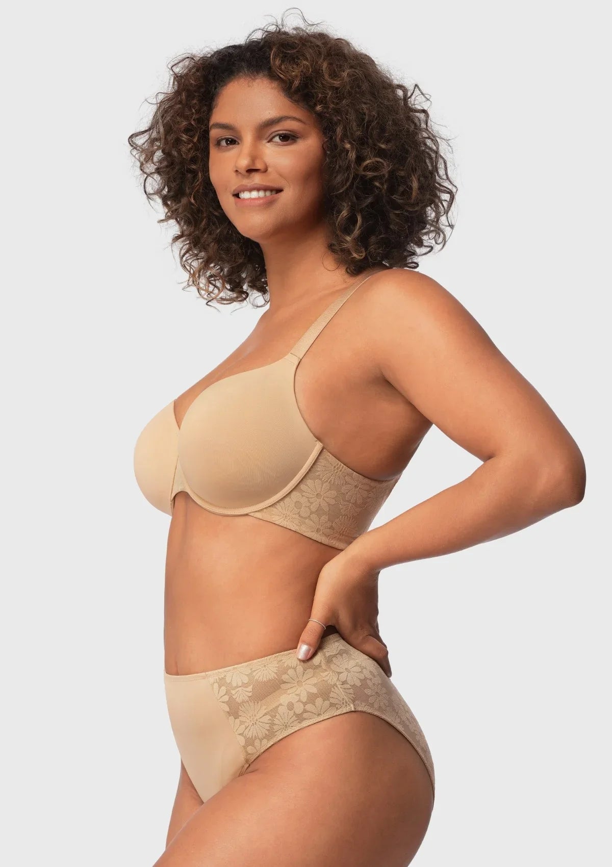 Daisy Smooth Lace Lightly Padded Racerback T-shirt Underwire Bra - HSIA