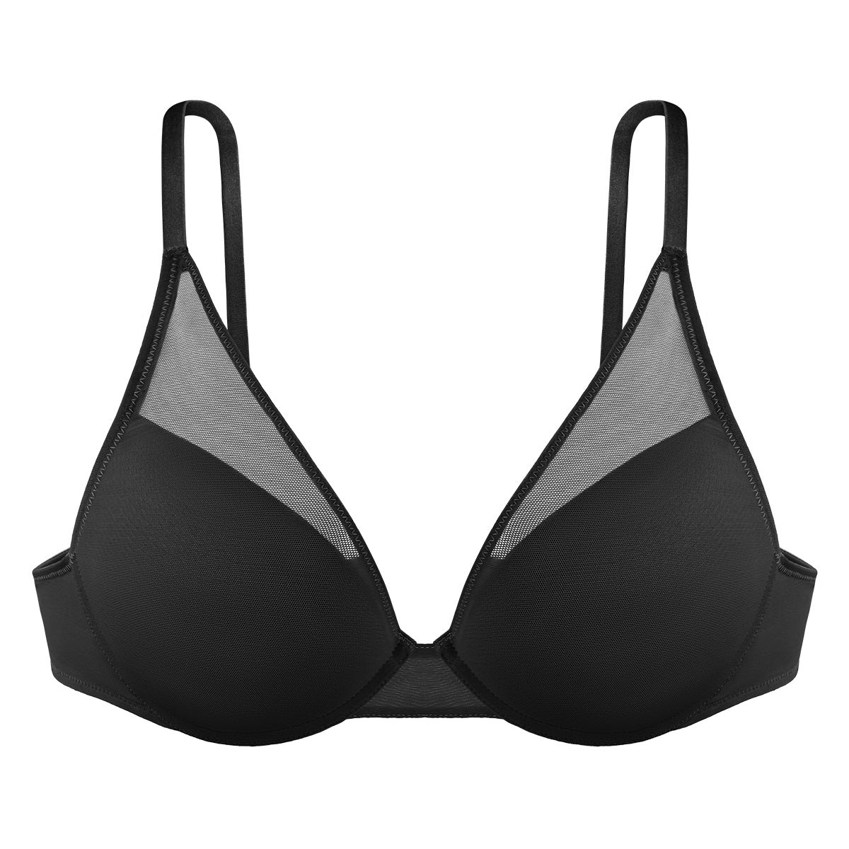 Deep V Plunge Mesh T-shirt Push-Up Bra - HSIA
