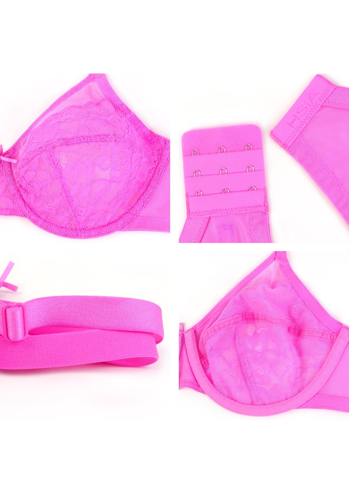 (Cardi B recommends)Enchante Barbie Pink Lace Unlined Underwire Bra - HSIA