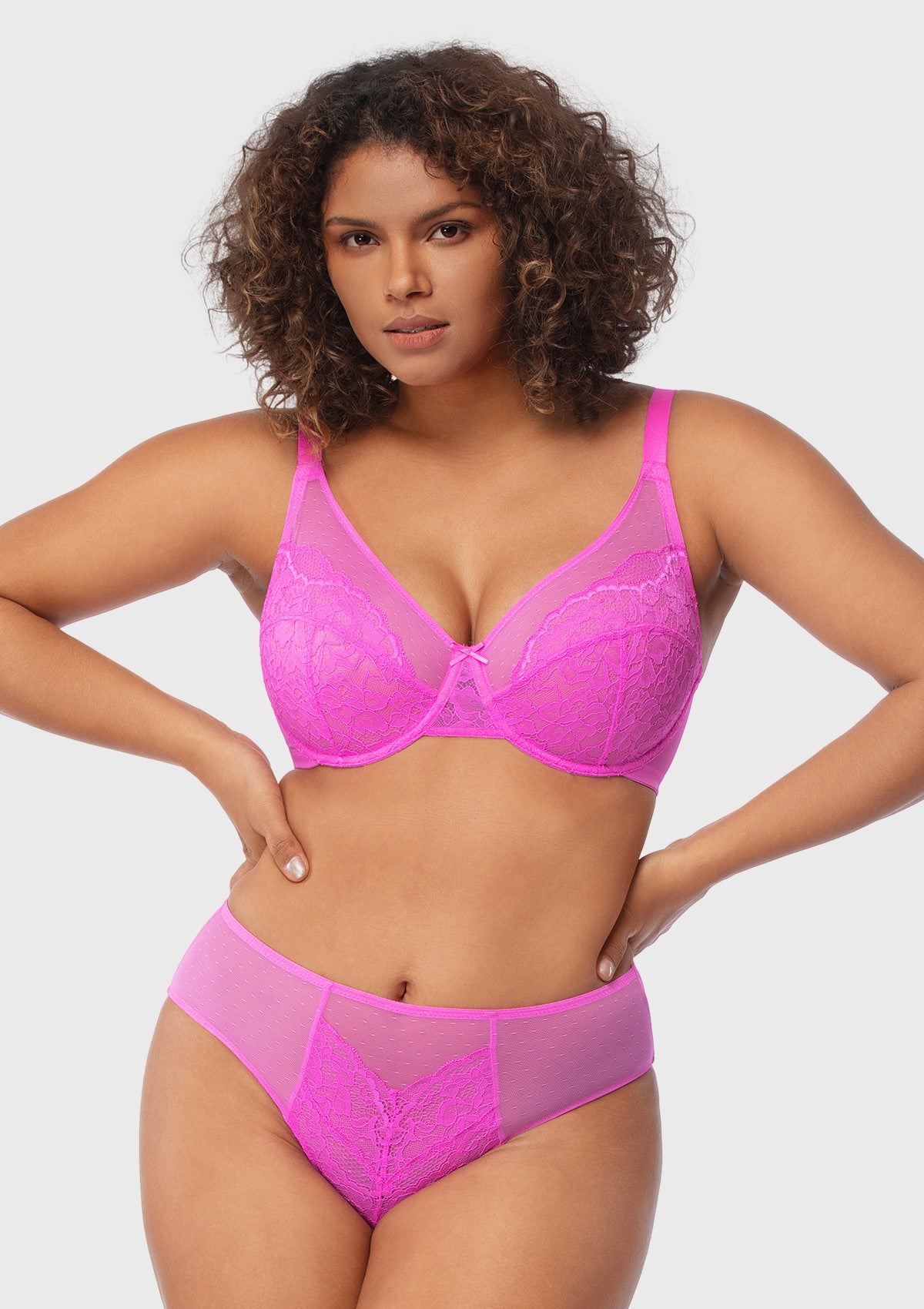 (Cardi B recommends)Enchante Barbie Pink Lace Unlined Underwire Bra - HSIA