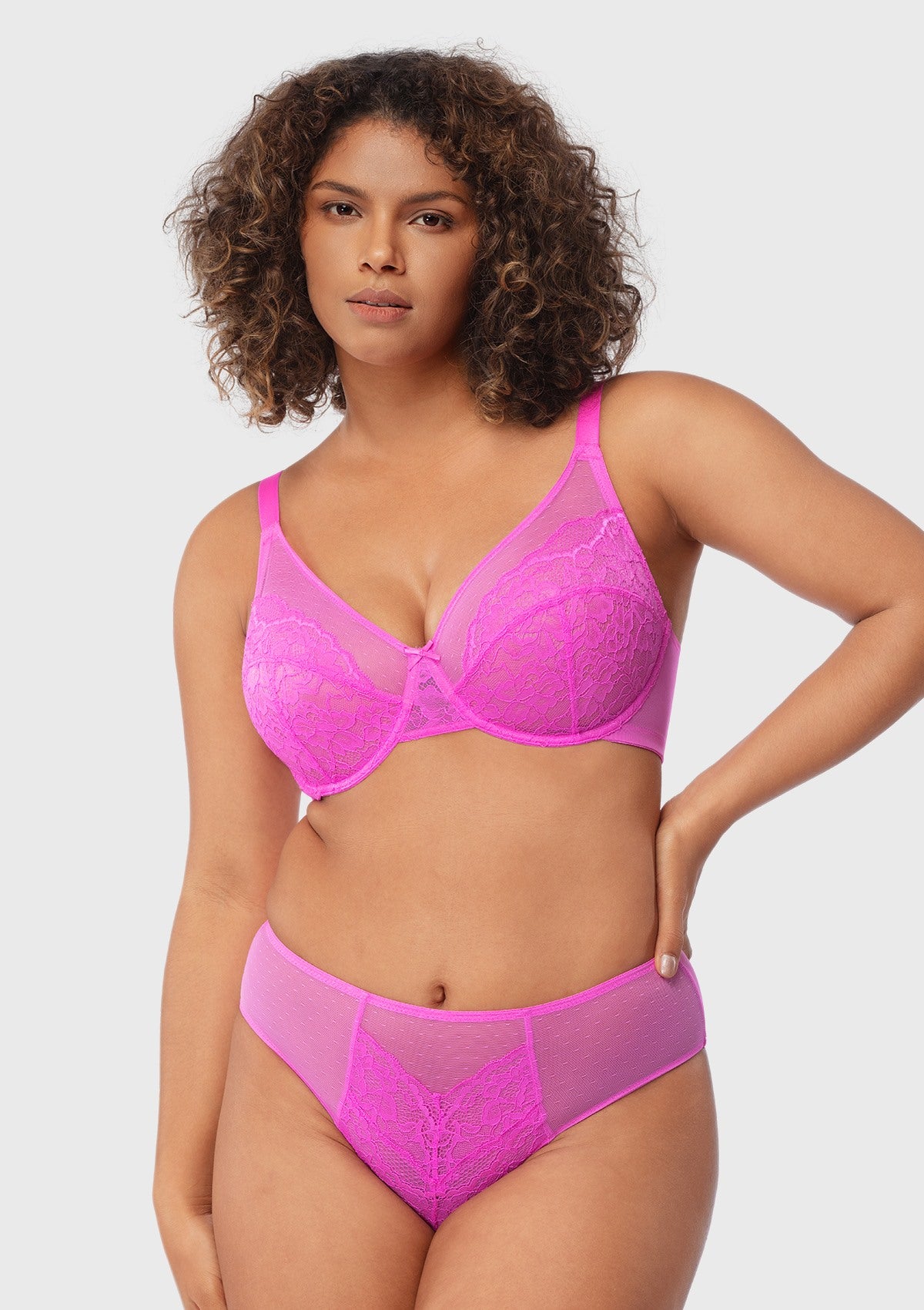 (Cardi B recommends)Enchante Barbie Pink Lace Unlined Underwire Bra - HSIA