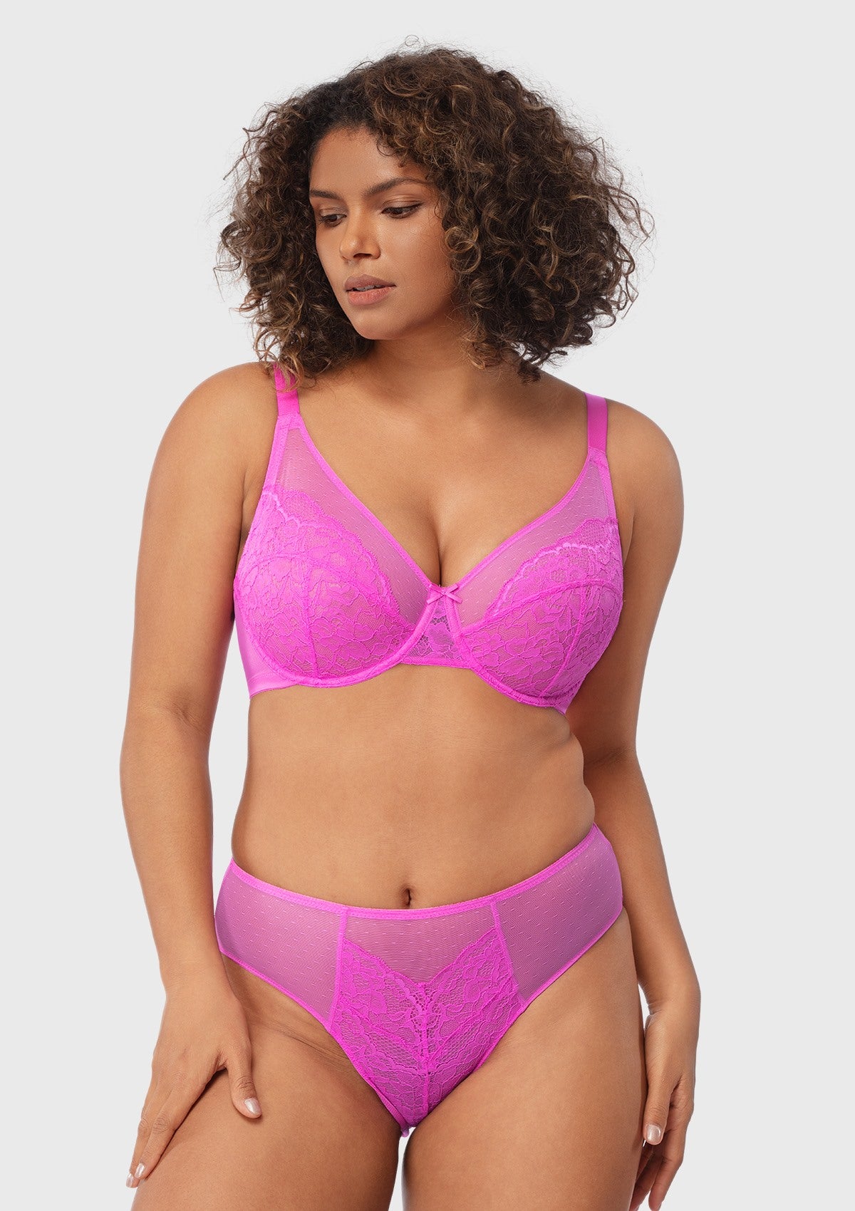 (Cardi B recommends)Enchante Barbie Pink Lace Unlined Underwire Bra - HSIA