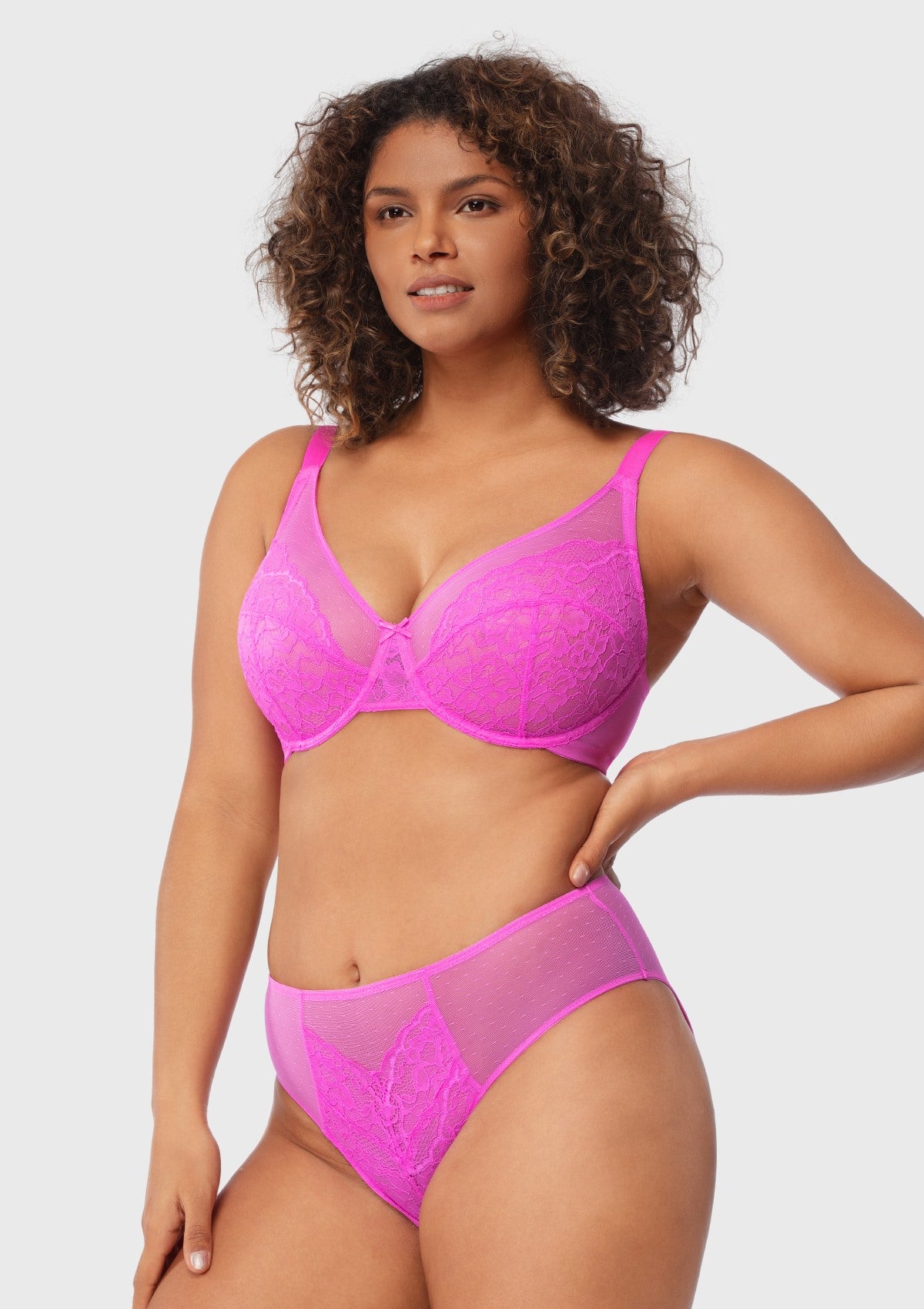 (Cardi B recommends)Enchante Barbie Pink Lace Unlined Underwire Bra - HSIA