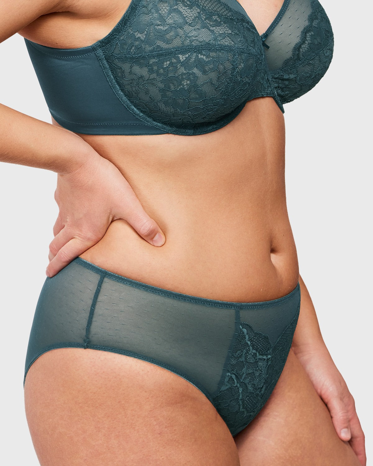 Enchante High-Rise Balsam Blue Lace Brief Underwear - HSIA