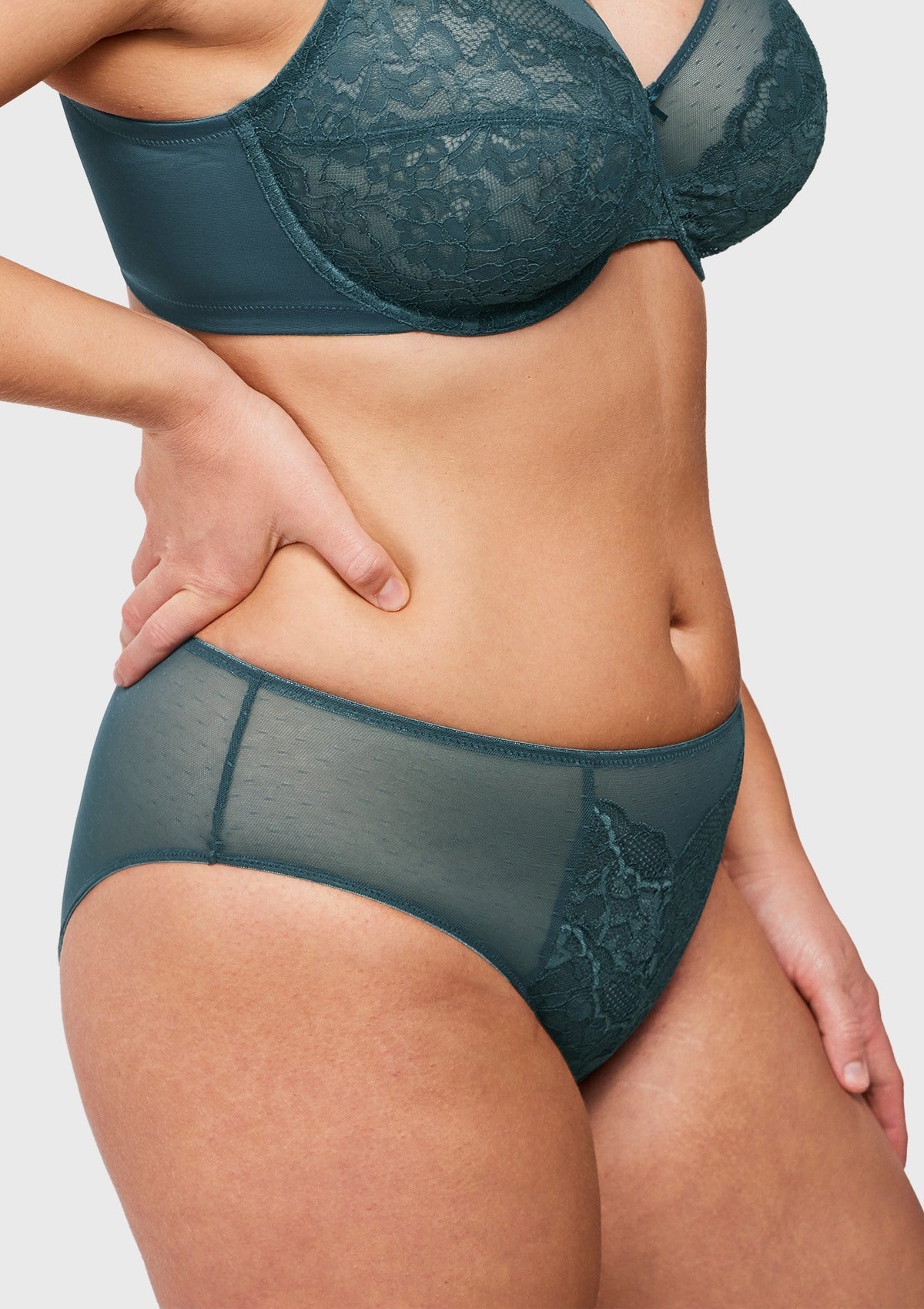 Enchante High-Rise Balsam Blue Lace Brief Underwear - HSIA