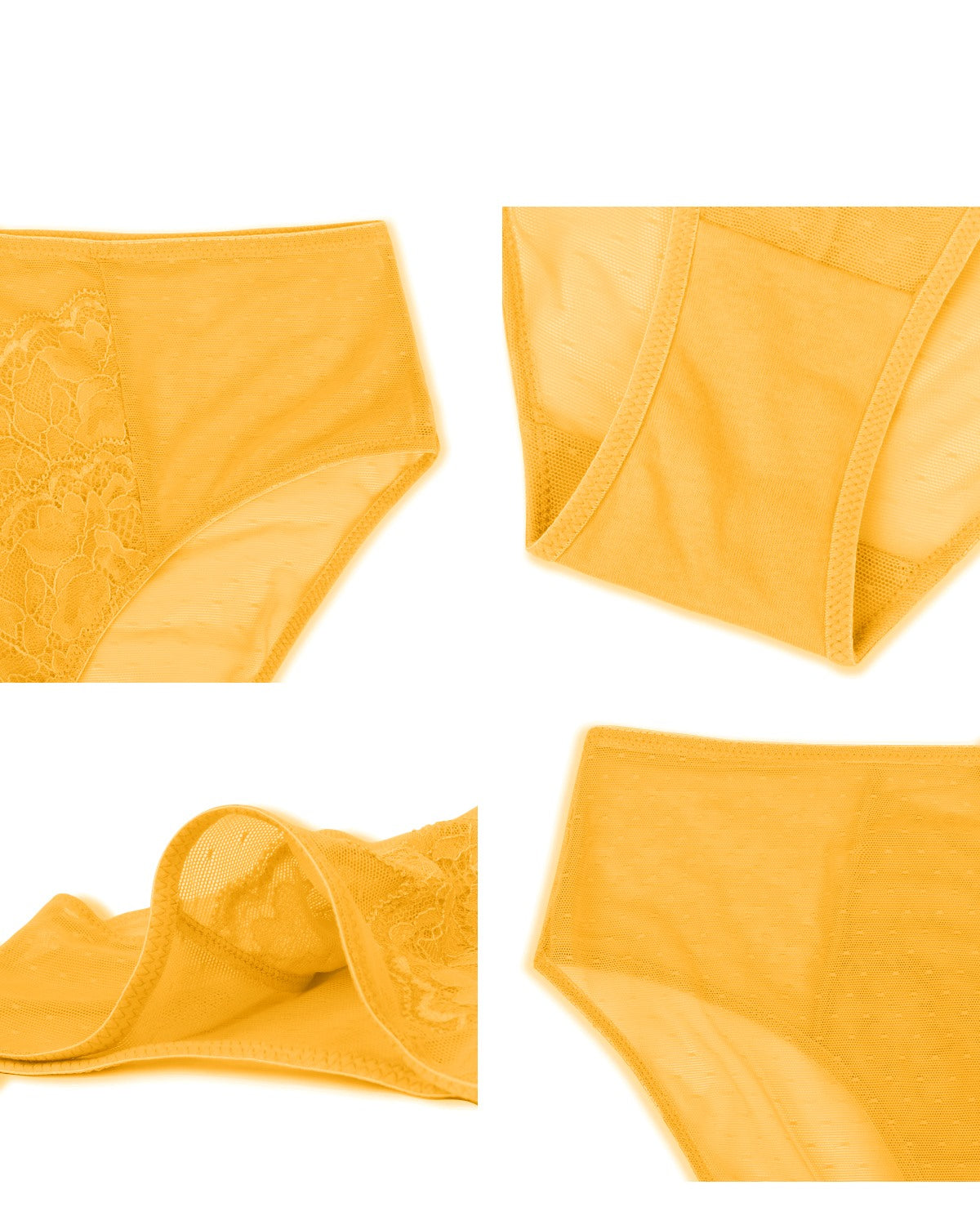 Enchante High-Rise Cadmium Yellow Lace Brief Underwear - HSIA