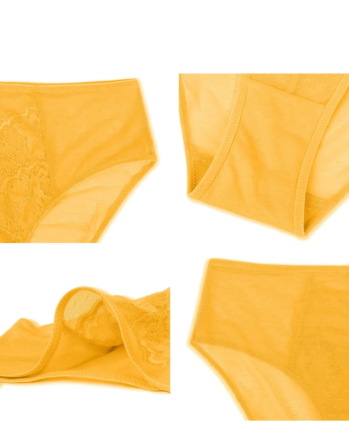 Enchante High-Rise Cadmium Yellow Lace Brief Underwear - HSIA