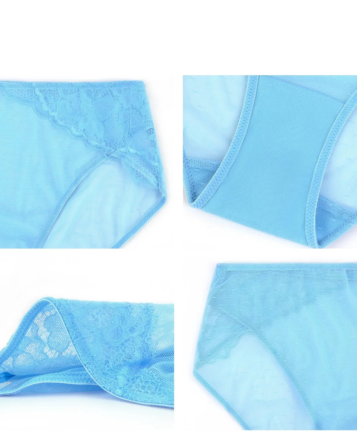Enchante High-Rise Capri Blue Mesh Brief Underwear - HSIA